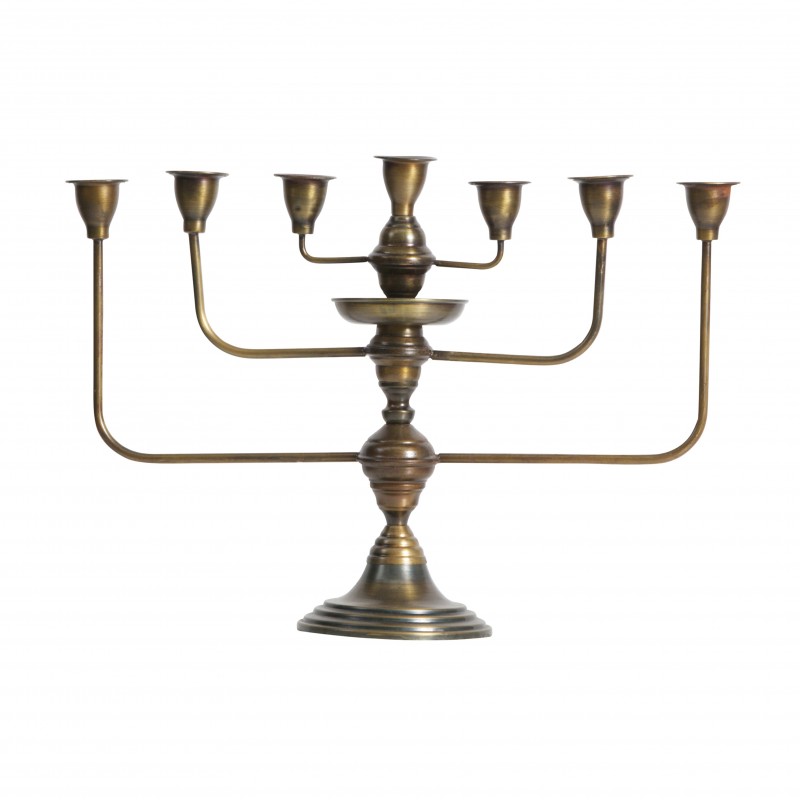 CANDLEHOLDER 7 ARMS METAL ANTIQUE BRASS - CANDLE HOLDERS, CANDLES CANDLEHOLDER 7 ARMS METAL ANTIQUE BRASS - CANDLE HOLDERS, CANDLES